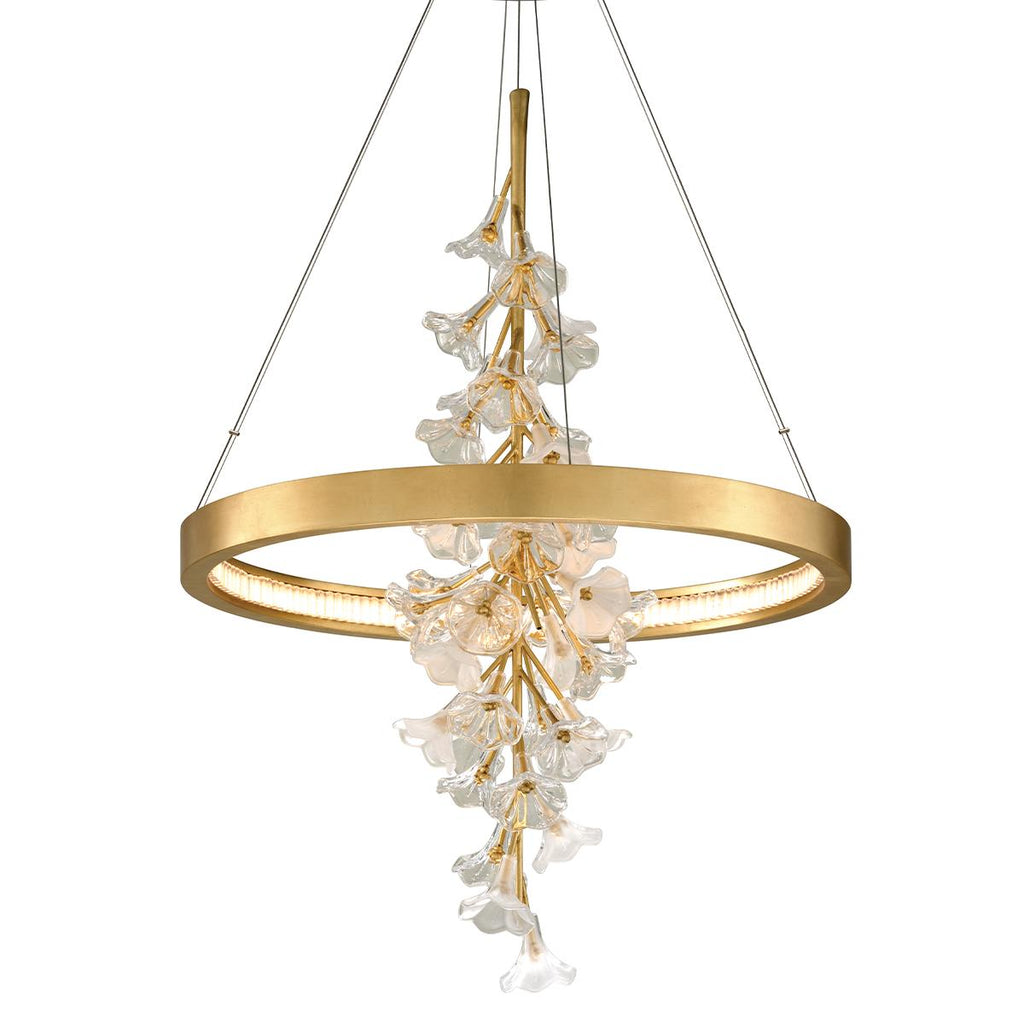 Corbett Lighting Jasmine Gold Leaf 28W x 28L x 38.5H Chandelier