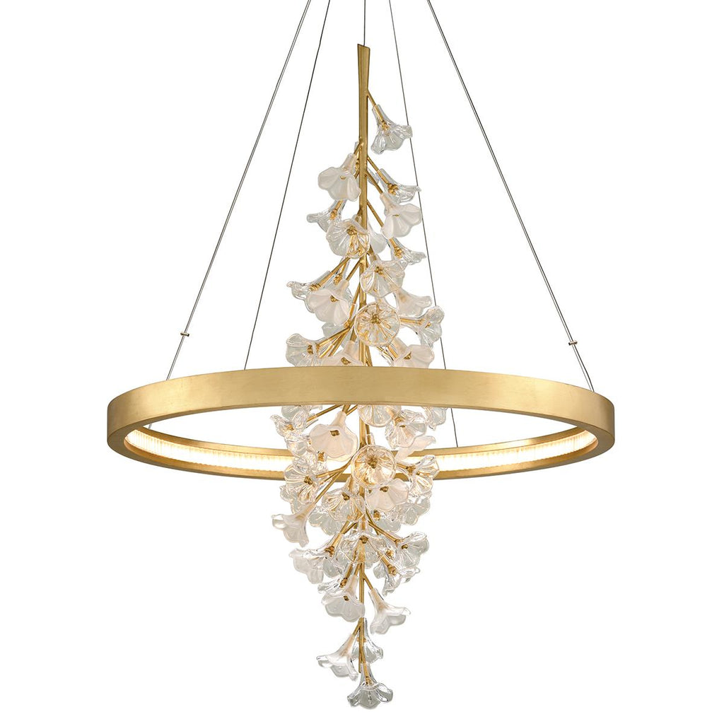 Corbett Lighting Jasmine Gold Leaf 36W x 36L x 50H Chandelier