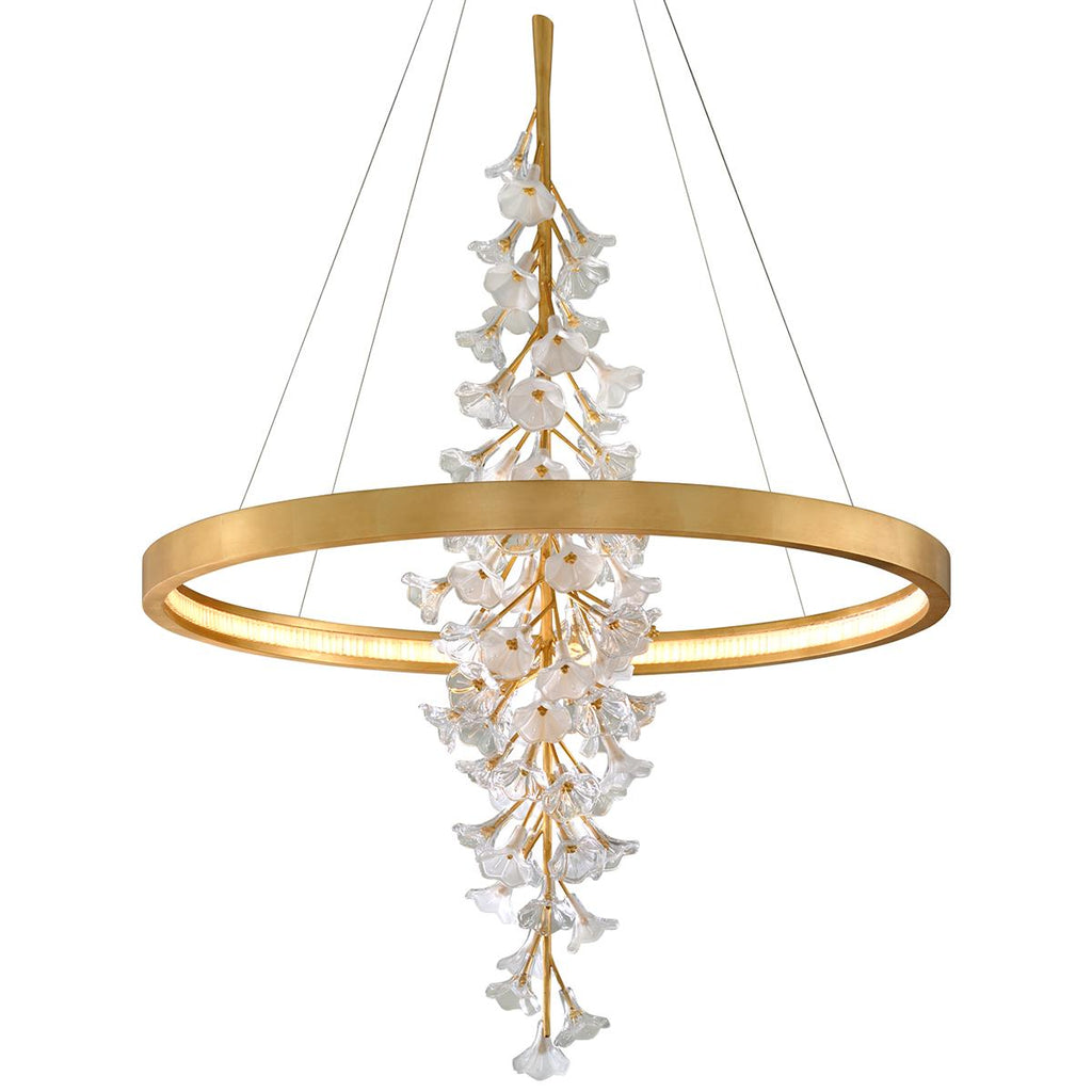 Corbett Lighting Jasmine Gold Leaf 44W x 44L x 60H Chandelier