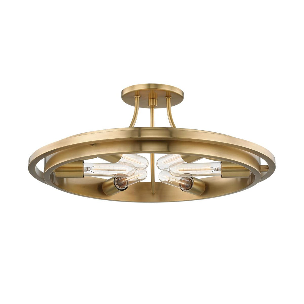 Hudson Valley Lighting Chambers Aged Brass 21W x 21L x 8H Semi-Flush Mount