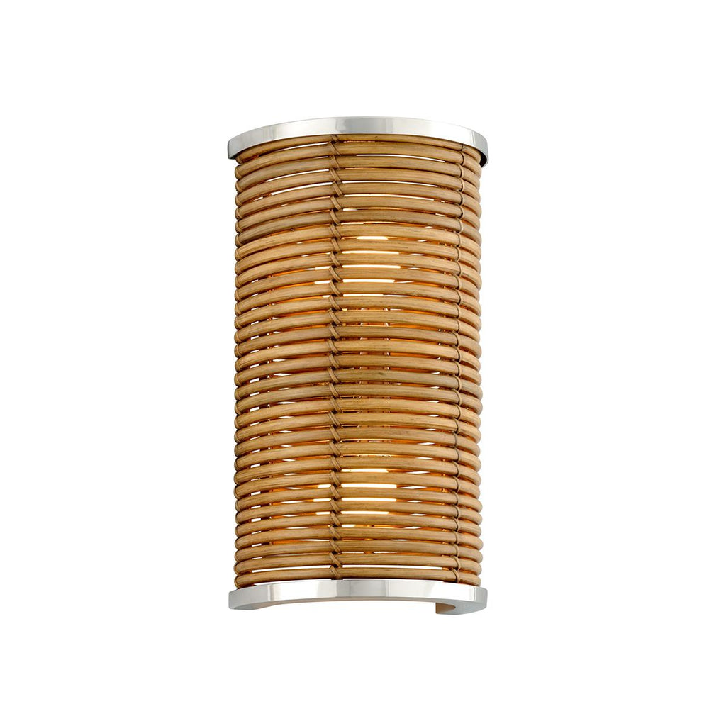 Corbett Lighting Carayes NATURAL RATTAN STAINLESS STEEL 8.75W x 8.75L x 16H Wall Sconce