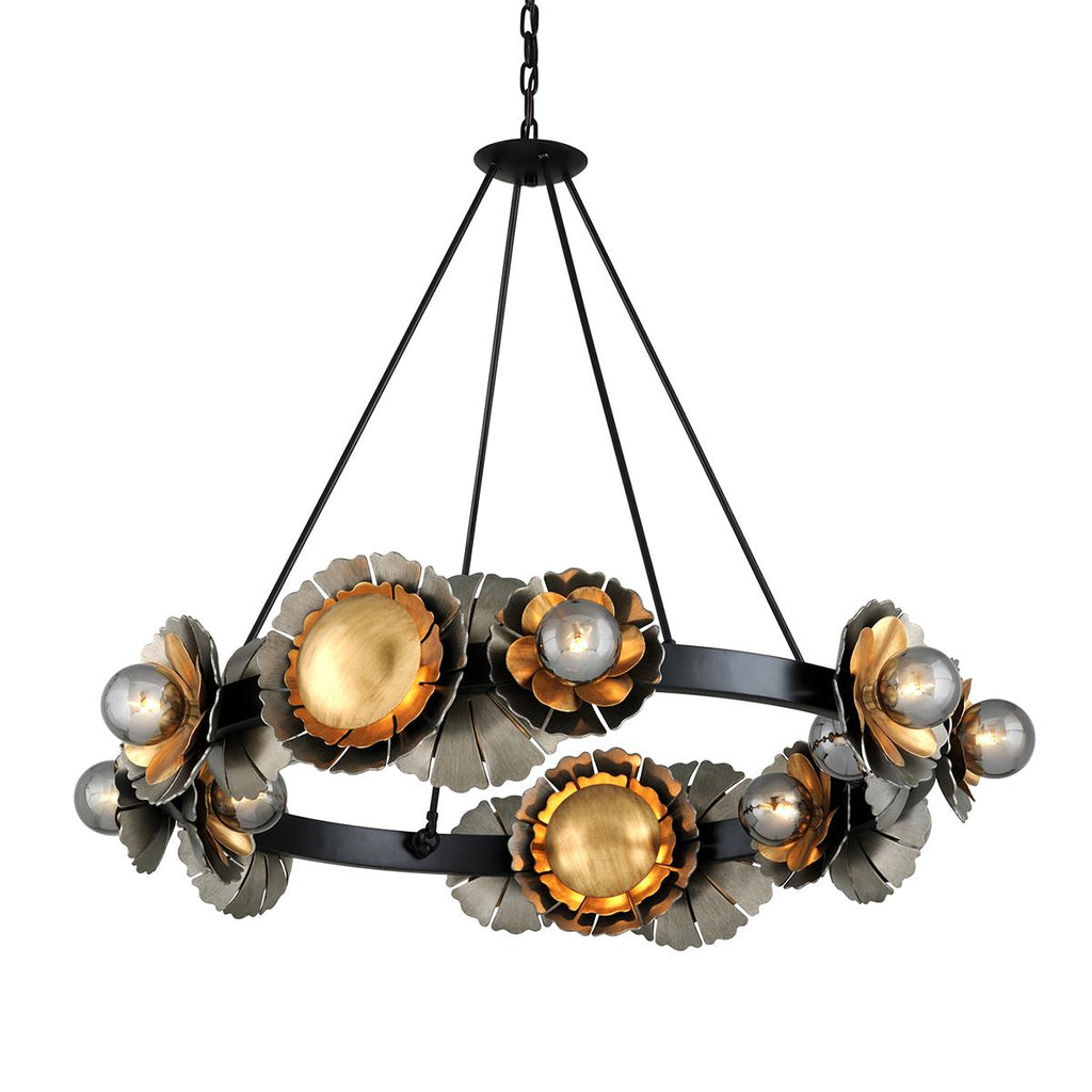 Corbett Lighting Magic Garden BLACK GRAPHITE BRONZE LEAF 46W x 46L x 37H Chandelier