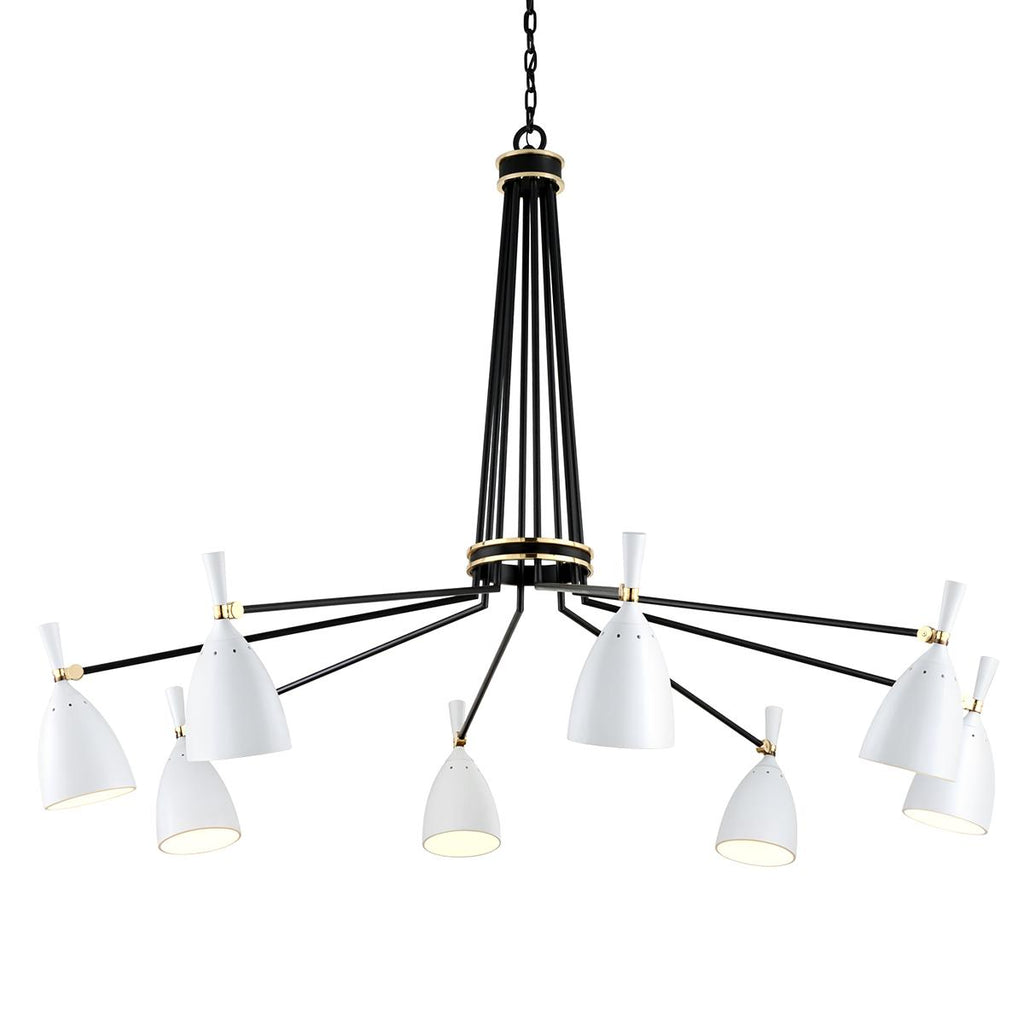 Corbett Lighting Utopia BLACK BRASS OFF WHITE SHADES 63.5W x 63.5L x 47.75H Chandelier