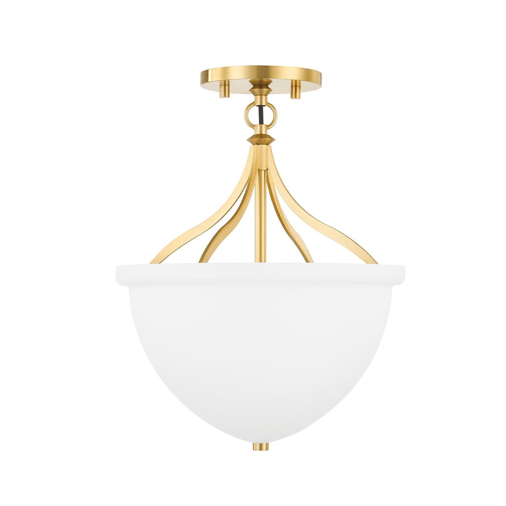 Hudson Valley Lighting Browne Aged Brass 11.25W x 11.25L x 14.75H Semi-Flush Mount