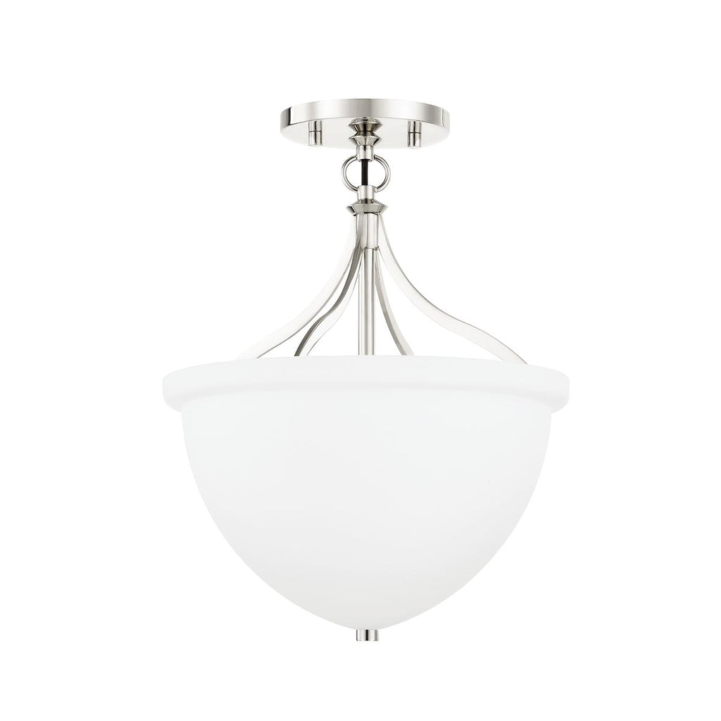 Hudson Valley Lighting Browne Polished Nickel 11.25W x 11.25L x 14.75H Semi-Flush Mount