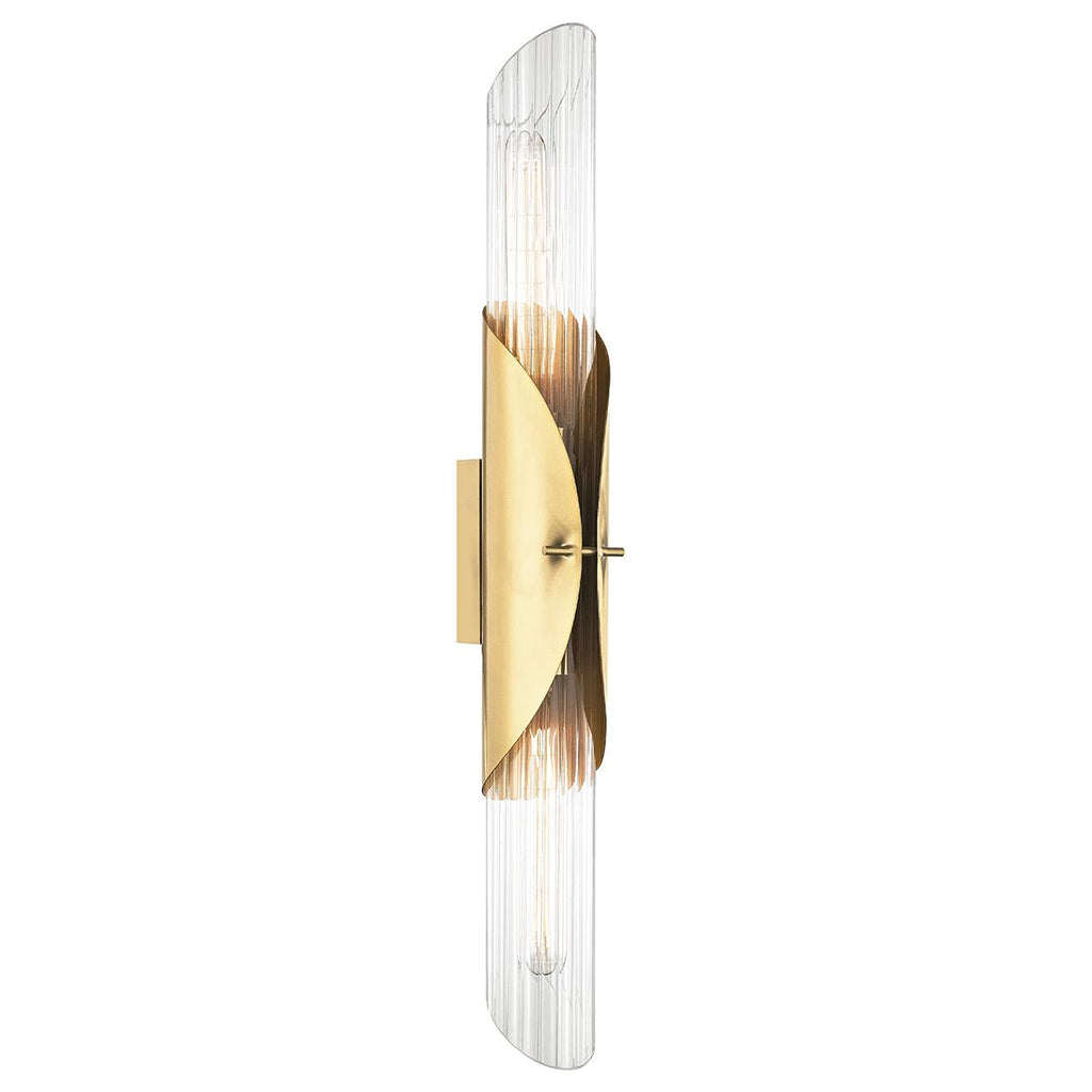 Hudson Valley Lighting Lefferts Aged Brass 3.25W x 3.25L x 26H Wall Sconce