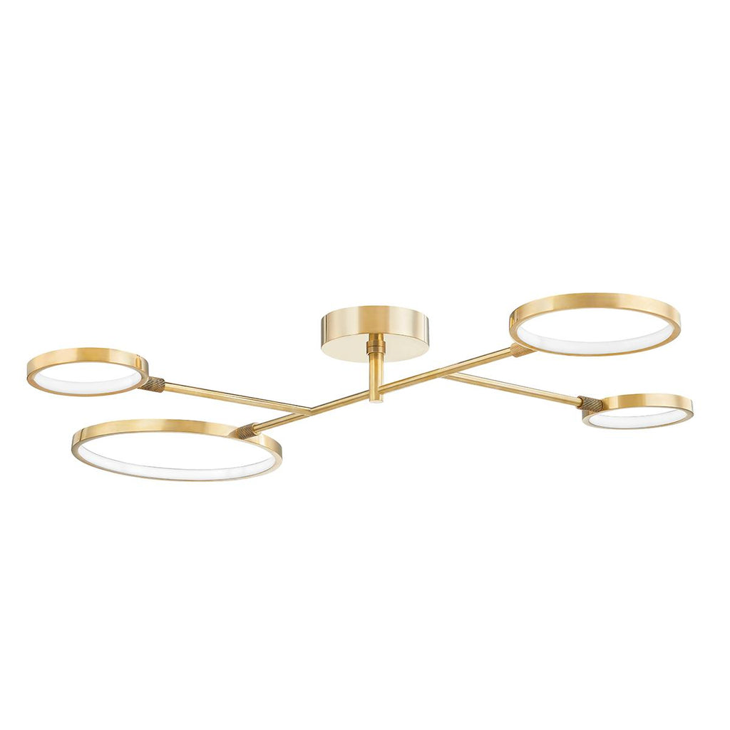 Hudson Valley Lighting Saturn Aged Brass 34W x 43L x 4.25H Semi-Flush Mount