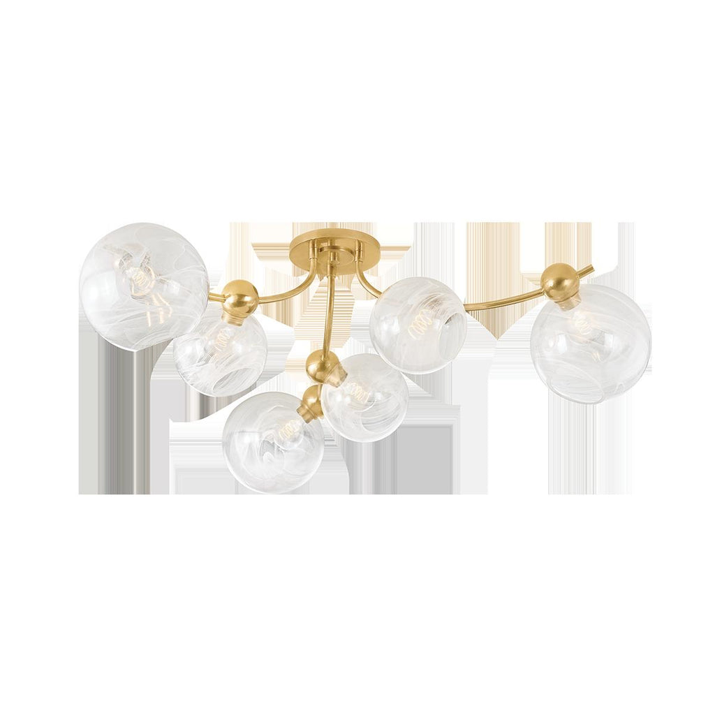 Corbett Lighting ASTRAIA Vintage Brass 54W x 54L x 13.25H Semi-Flush Mount