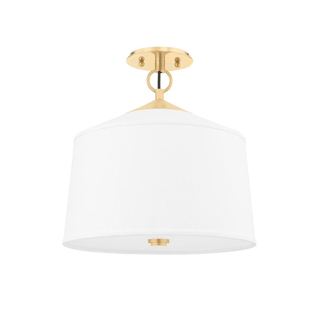 Hudson Valley Lighting White Plains Aged Brass 14W x 14L x 14.75H Semi-Flush Mount