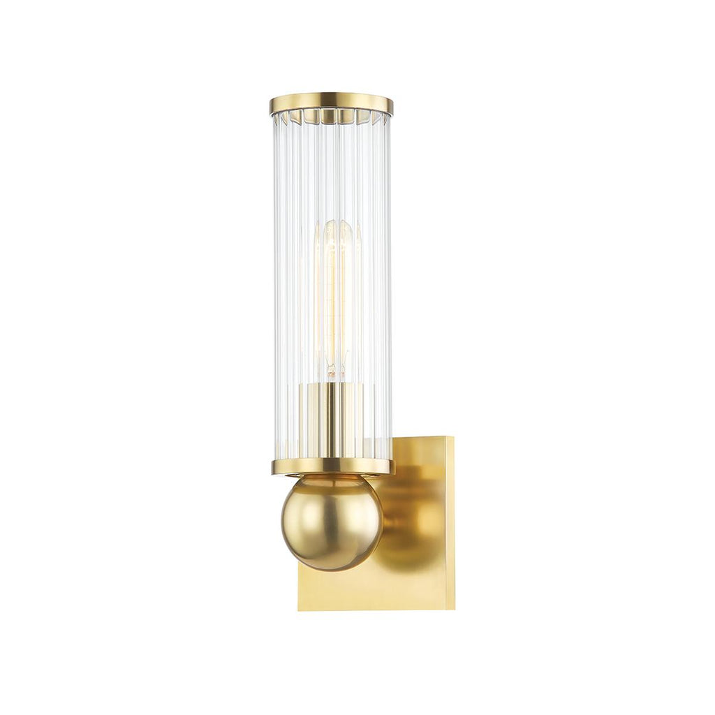 Hudson Valley Lighting Malone Aged Brass 4.5W x 4.5L x 13.5H Wall Sconce