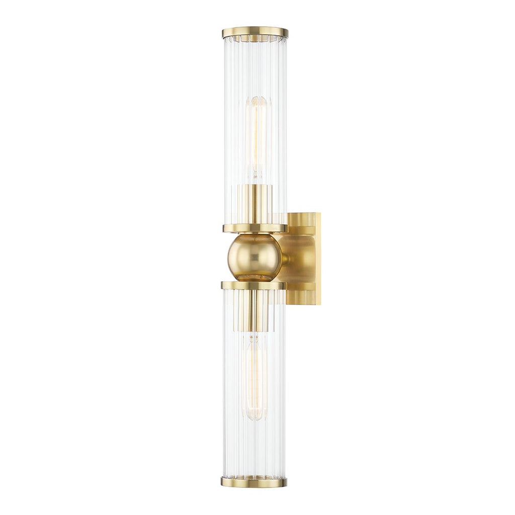 Hudson Valley Lighting Malone Aged Brass 4.5W x 4.5L x 22.25H Wall Sconce