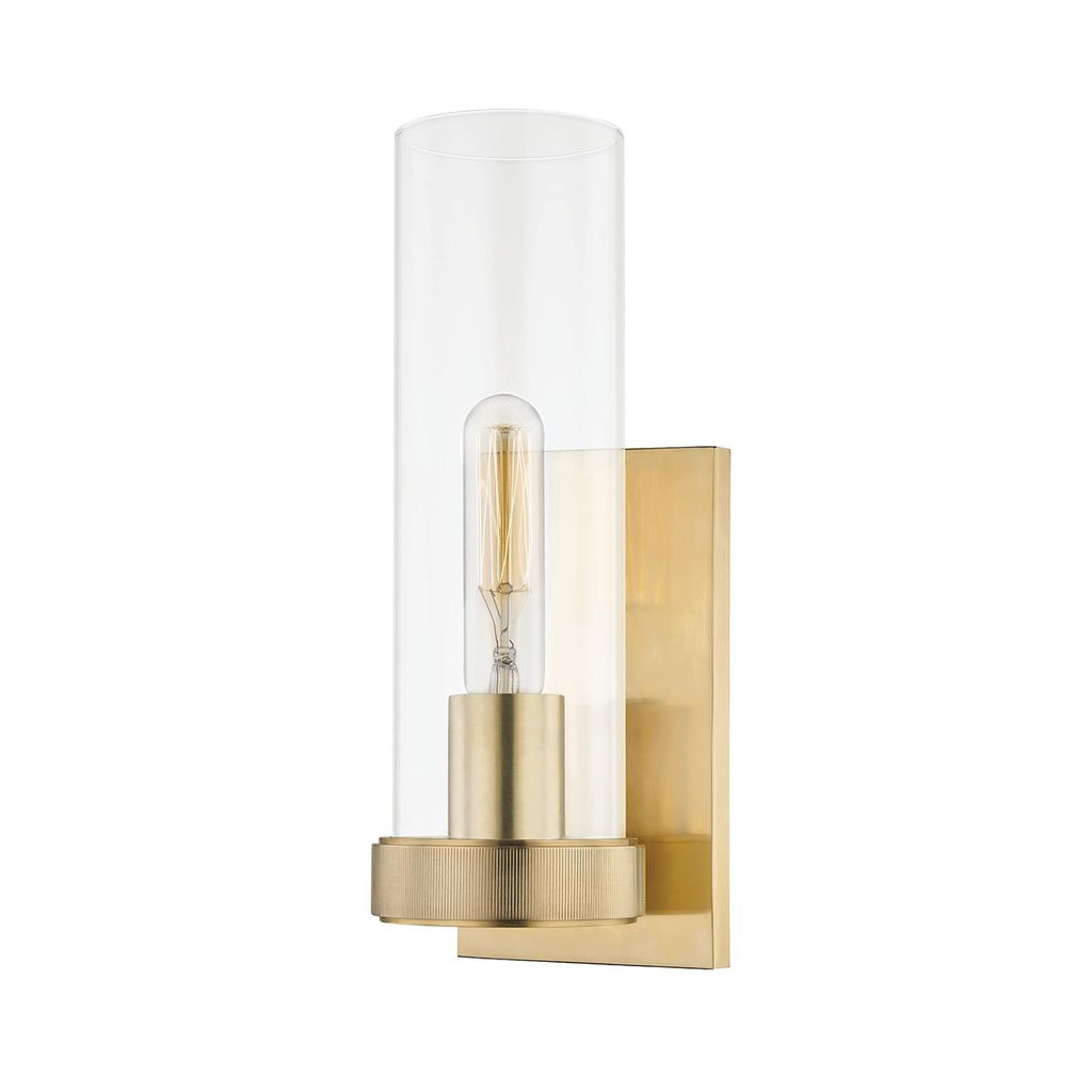 Hudson Valley Lighting Briggs Aged Brass 4.5W x 4.5L x 12.75H Wall Sconce