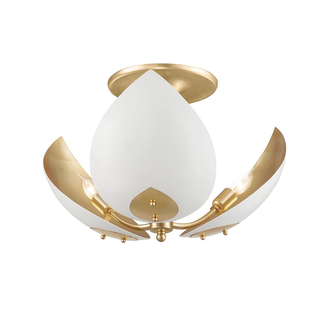 Hudson Valley Lighting Lotus Gold Leaf/white 19W x 19L x 13.5H Semi-Flush Mount