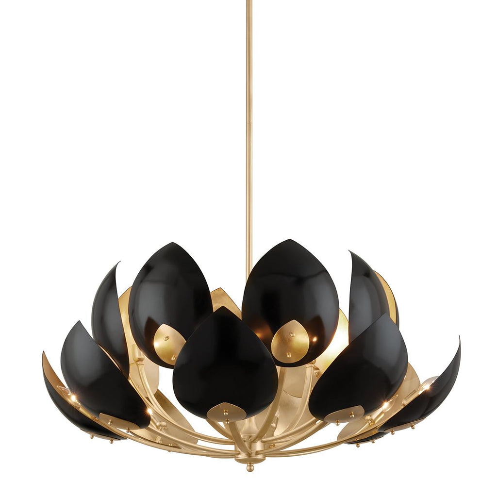 Hudson Valley Lighting Lotus Gold Leaf/black 38.5W x 38.5L x 22H Chandelier