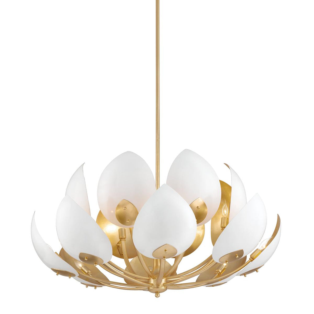 Hudson Valley Lighting Lotus Gold Leaf/white 38.5W x 38.5L x 22H Chandelier