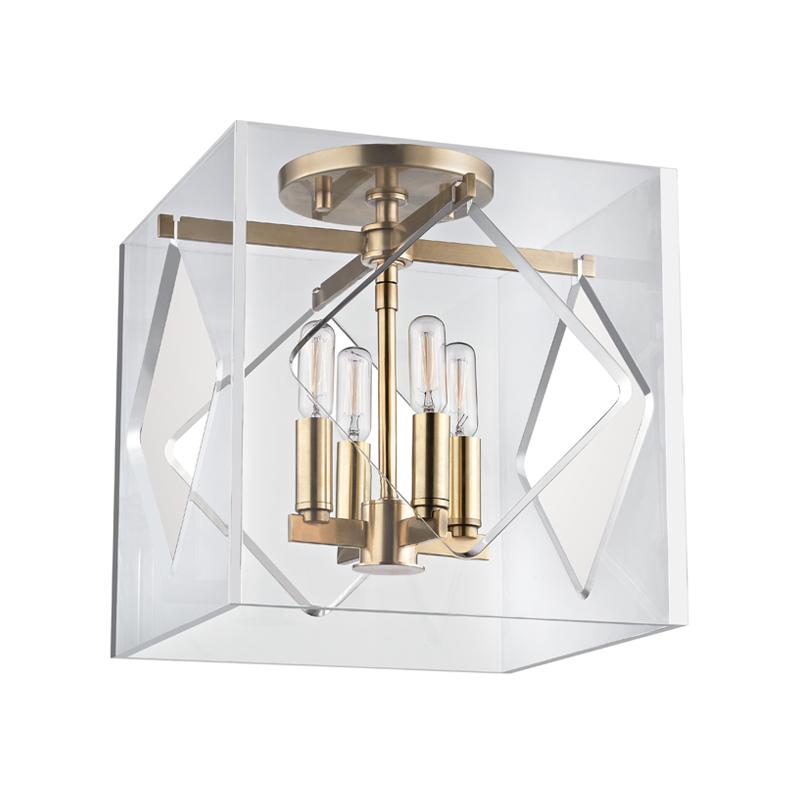 Hudson Valley Lighting Travis Aged Brass 12W x 12L x 13.25H Semi-Flush Mount