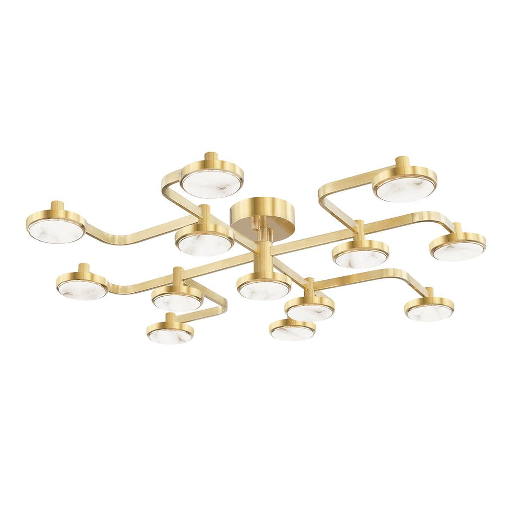 Hudson Valley Lighting Meander Aged Brass 43.25W x 43.25L x 8.5H Semi-Flush Mount