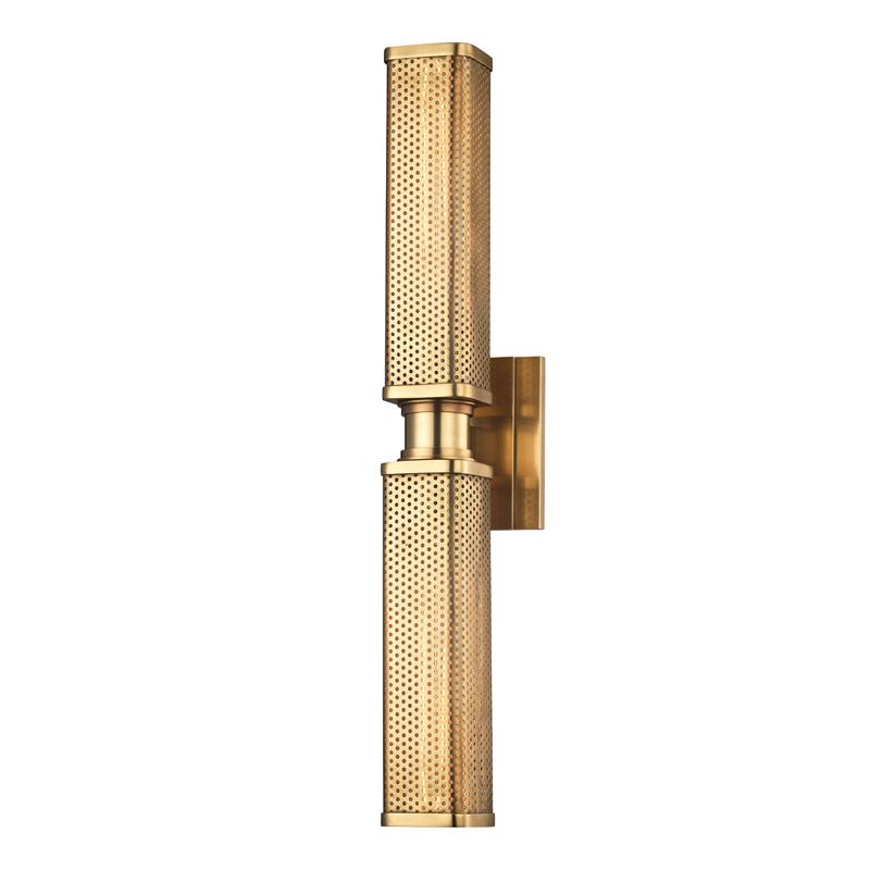 Hudson Valley Lighting Gibbs Aged Brass 4.5W x 4.5L x 22.25H Wall Sconce