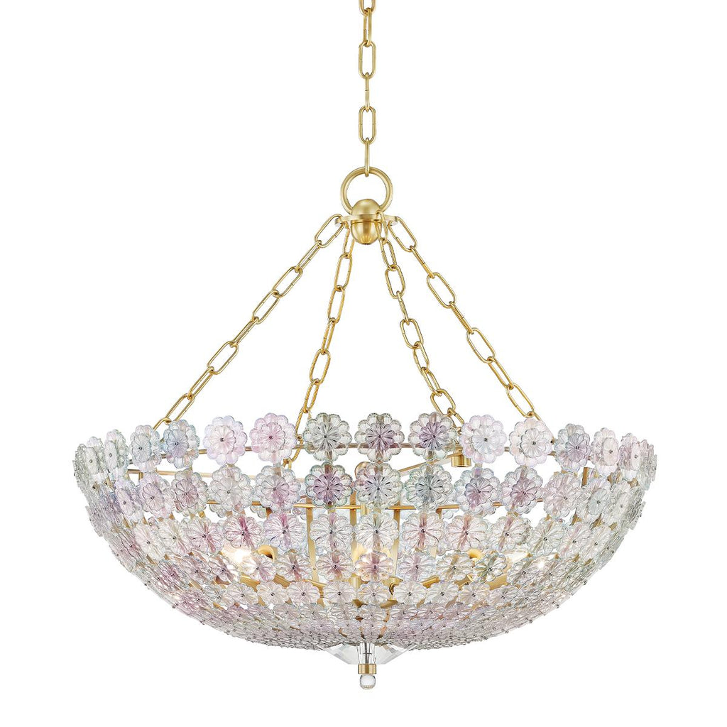 Hudson Valley Lighting Floral Park Aged Brass 24.5W x 24.5L x 25H Chandelier