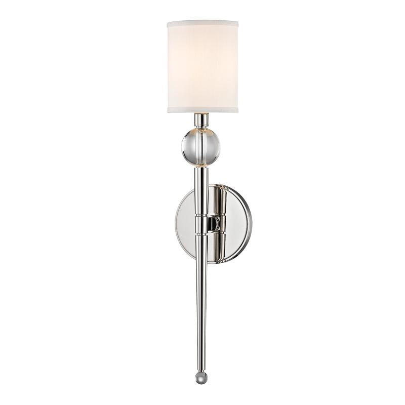 Hudson Valley Lighting Rockland Polished Nickel 4.75W x 4.75L x 20.5H Wall Sconce