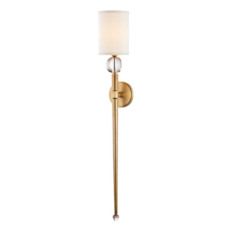 Hudson Valley Lighting Rockland Aged Brass 5.25W x 5.25L x 36.5H Wall Sconce