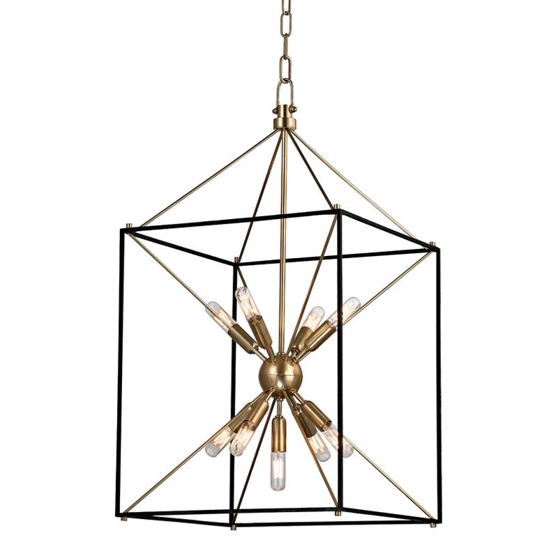 Hudson Valley Lighting Glendale Aged Brass/black 16.25W x 16.25L x 30H Pendant