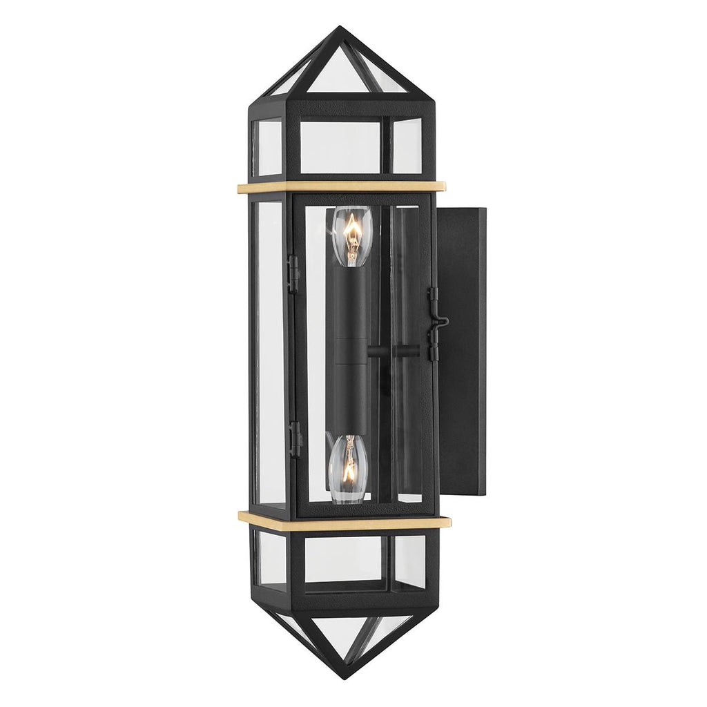 Hudson Valley Lighting Bedford Hills Aged Brass/black 7.5W x 7.5L x 20.5H Wall Sconce