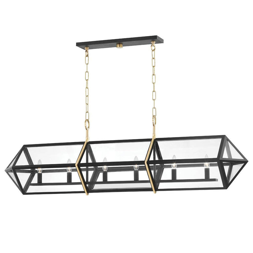 Hudson Valley Lighting Bedford Hills Aged Brass/black 12W x 55.25L x 16.5H Pendant