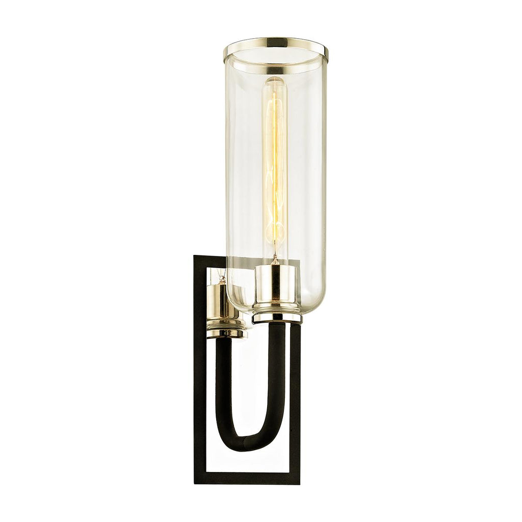 Troy Lighting Aeon TEXTURED BLACK & POLISH NICKEL 5.5W x 5.5L x 19.75H Wall Sconce