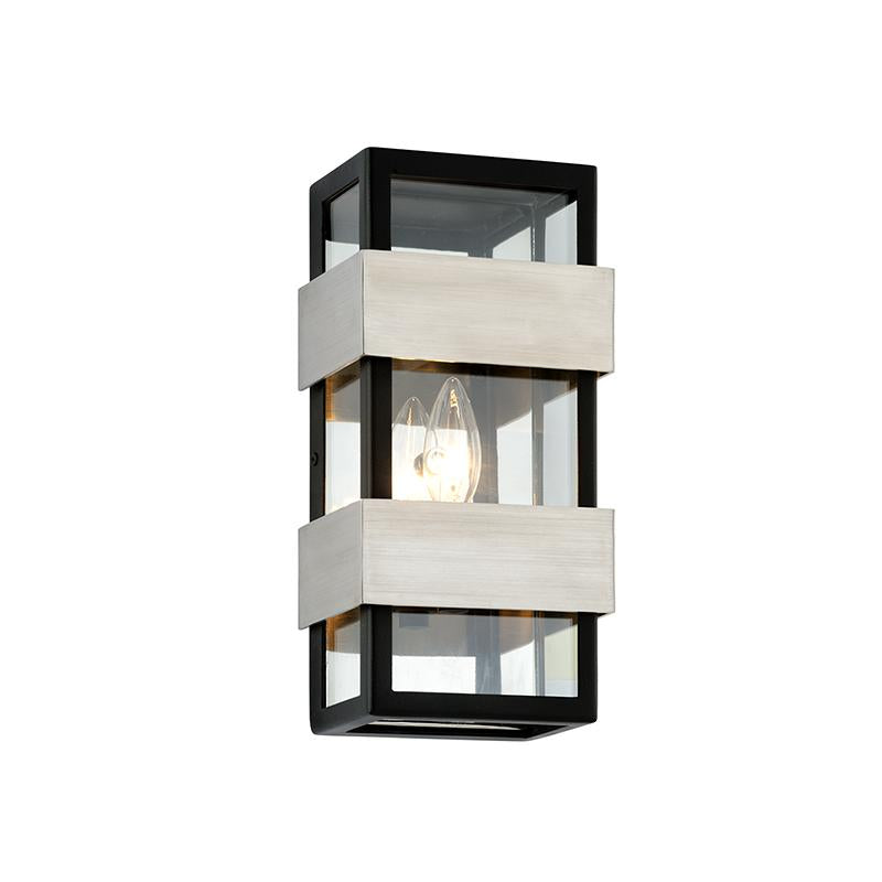 Troy Lighting Dana Point BLACK WITH BRUSHED STAINLESS 5.75W x 5.75L x 12H Wall Sconce