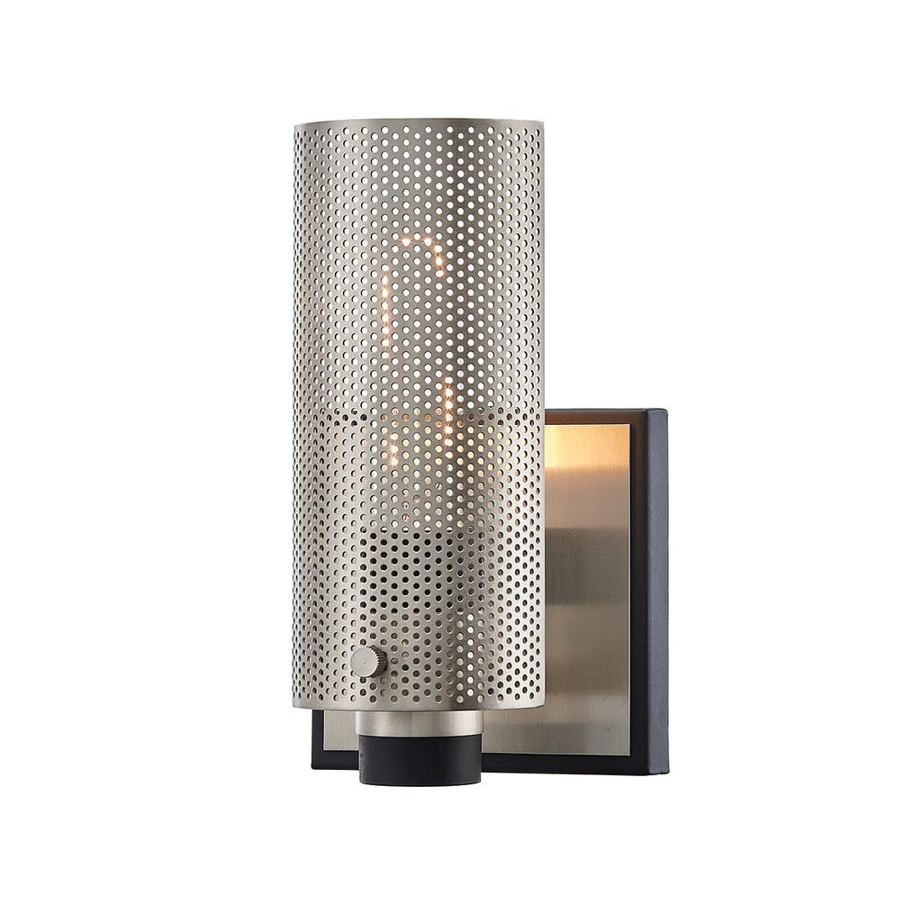 Troy Lighting Pilsen CARBIDE BLK W SATIN NICKEL ACCENTS 5W x 5L x 8.5H Wall Sconce