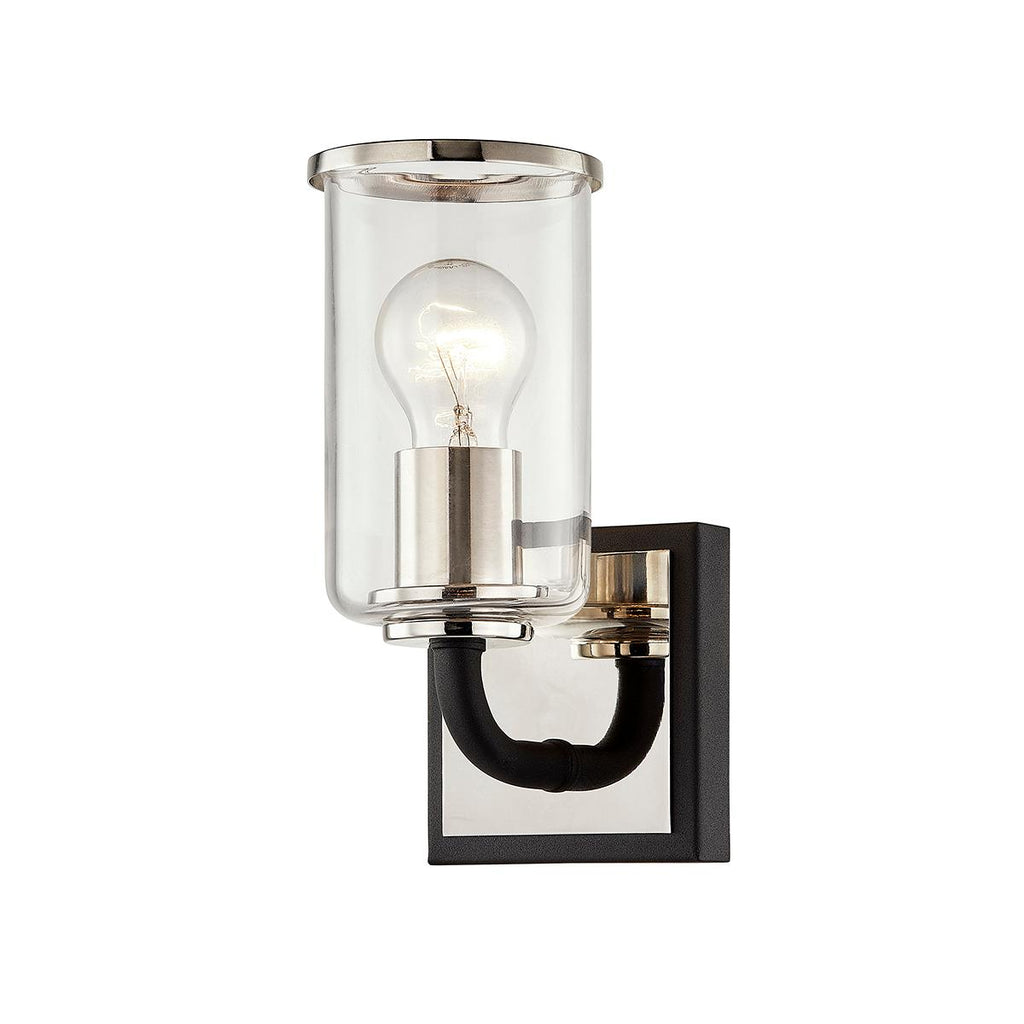 Troy Lighting Aeon CARBIDE BLK & POL NICKEL 4.5W x 4.5L x 9H Wall Sconce