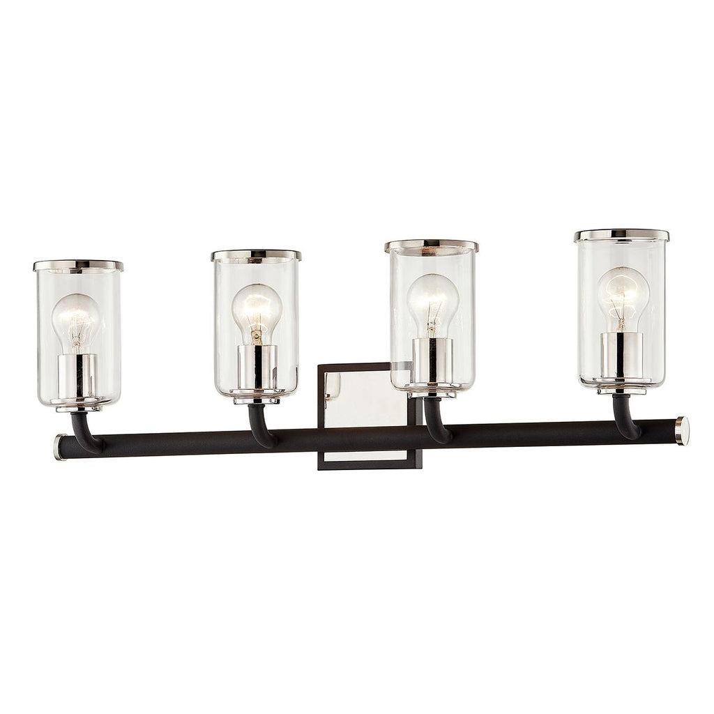 Troy Lighting Aeon TEXTURED BLACK & POLISH NICKEL 28W x 28L x 9H Wall Sconce