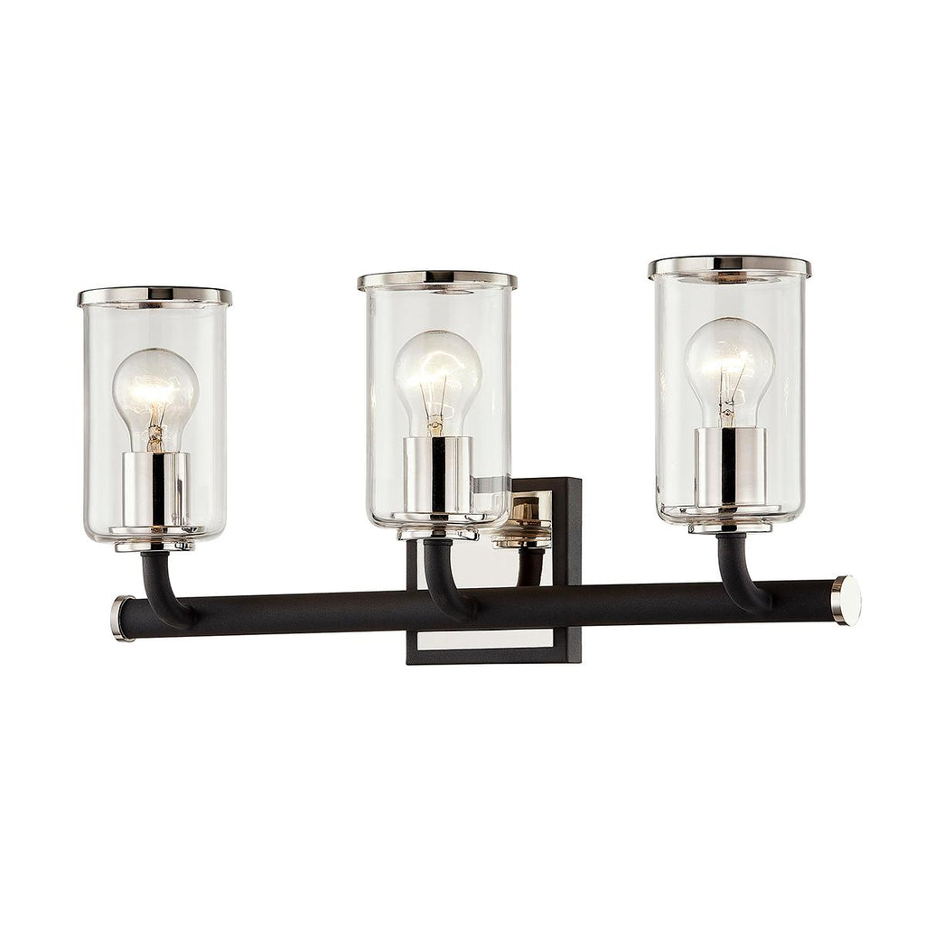 Troy Lighting Aeon TEXTURED BLACK & POLISH NICKEL 20W x 20L x 9H Wall Sconce