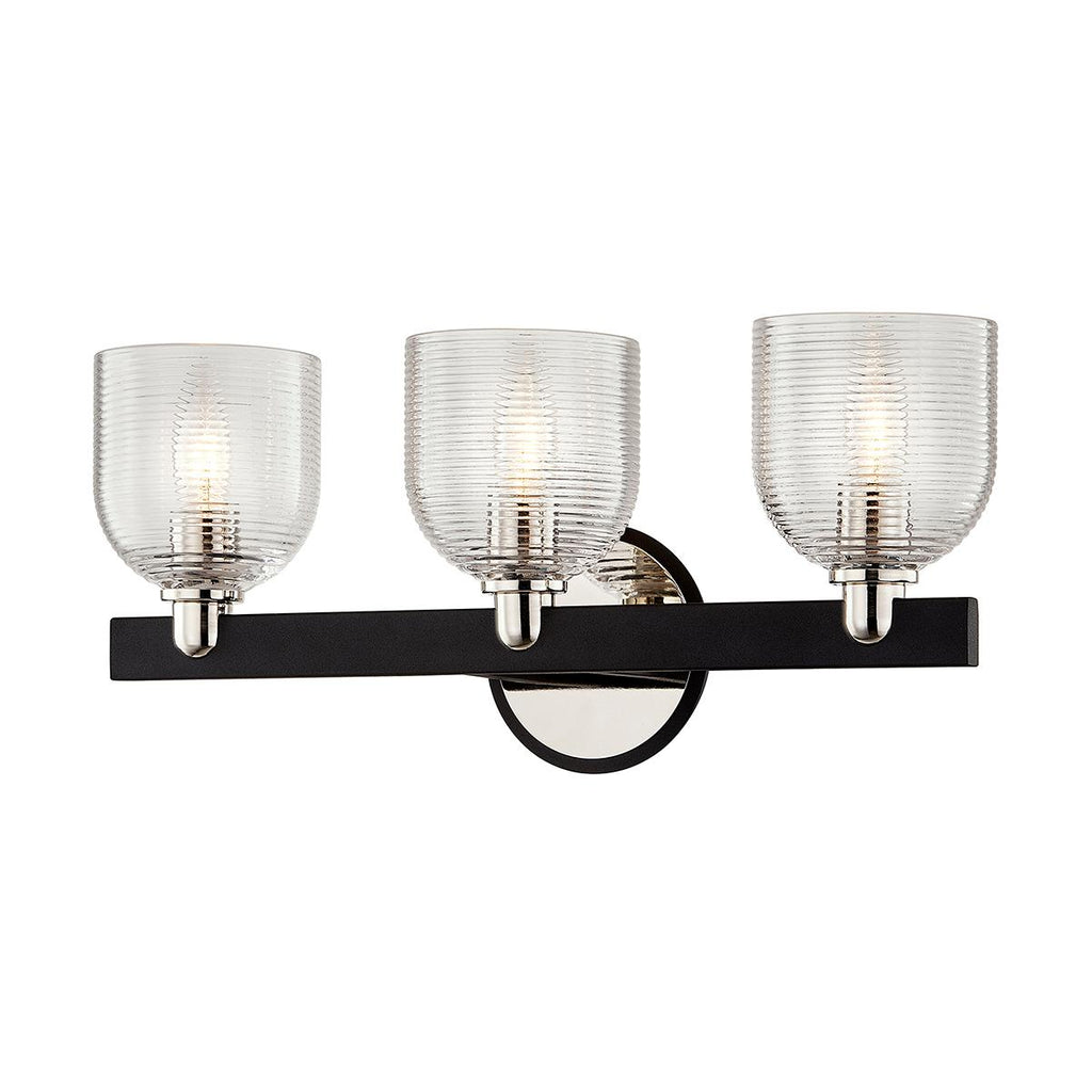 Troy Lighting Munich TEXTURED BLACK & POLISH NICKEL 19W x 19L x 8.5H Wall Sconce