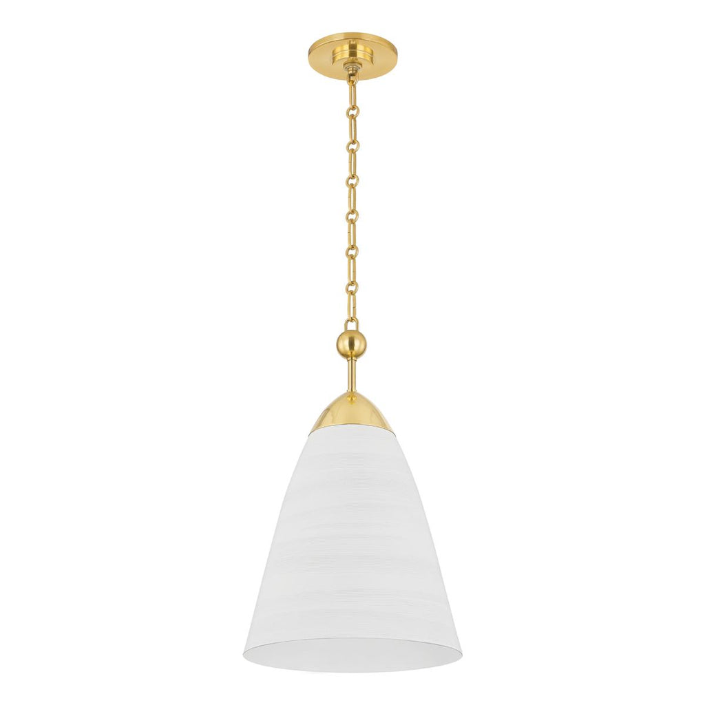 Hudson Valley Lighting BRONSON Aged Brass/white Plaster 13.25W x 13.25L x 22H Pendant