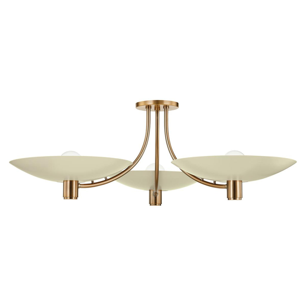 Troy Lighting Wolfe PATINA BRASS AND SOFT SAND 40.5W x 40.5L x 13.5H Semi-Flush Mount