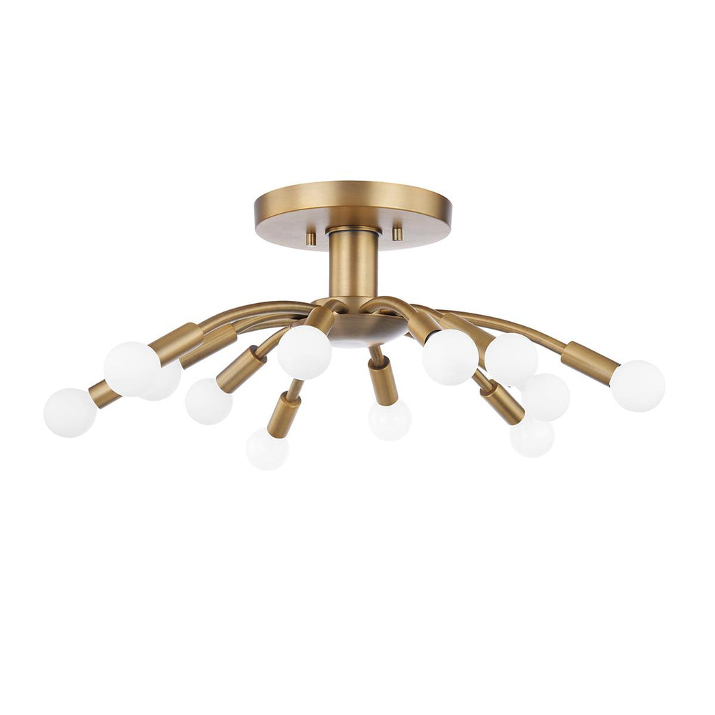 Troy Lighting Tristan PATINA BRASS 25W x 25L x 9H Semi-Flush Mount