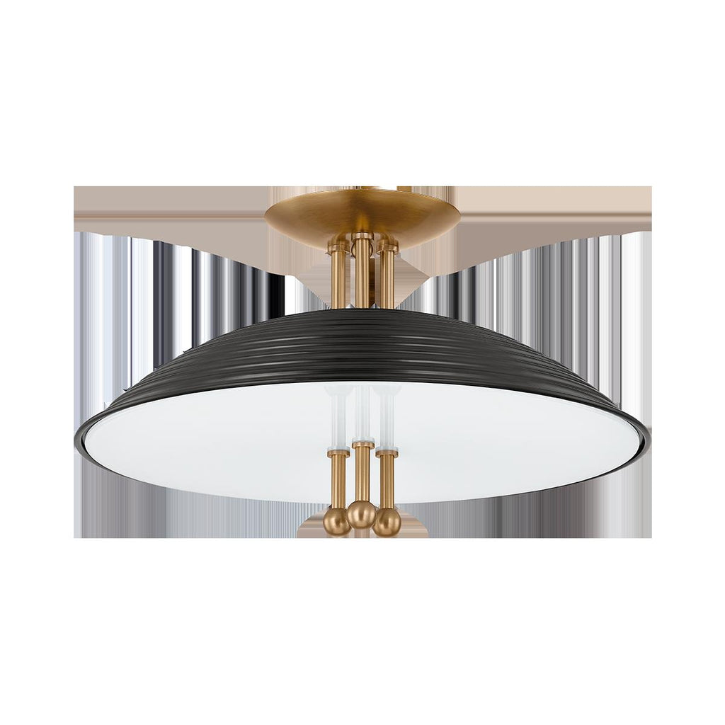 Troy Lighting LARKIN PATINA BRASS/SOFT BLACK 16W x 16L x 8.75H Semi-Flush Mount