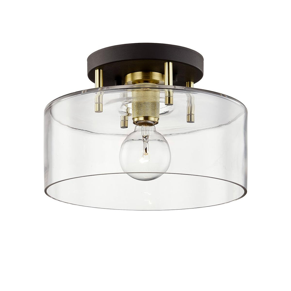 Troy Lighting Bergamot Station BRONZE/BRUSHED BRASS 12.25W x 12.25L x 8H Semi-Flush Mount