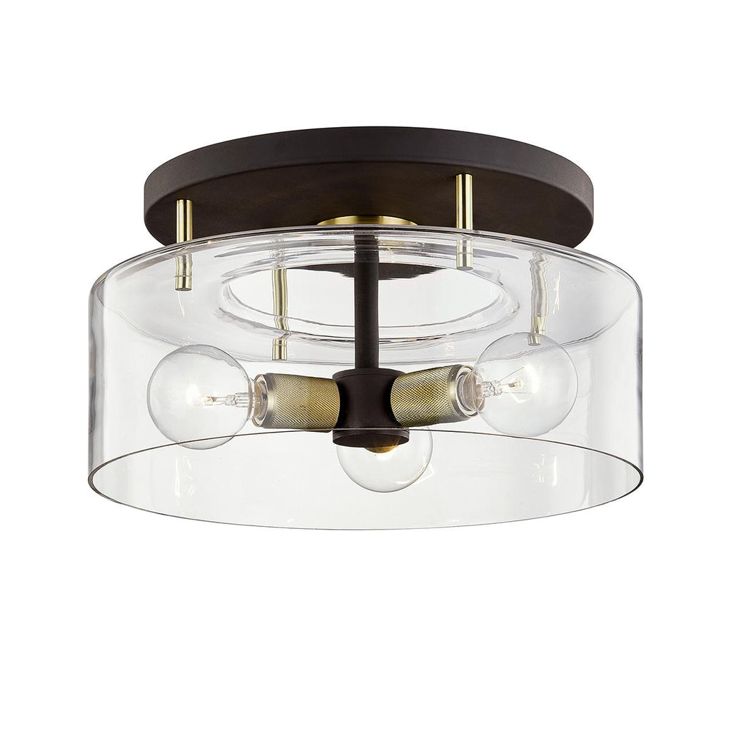 Troy Lighting Bergamot Station BRONZE/BRUSHED BRASS 17W x 17L x 8.75H Semi-Flush Mount