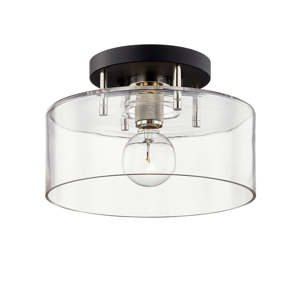 Troy Lighting Bergamot Station TEXTURED BLACK & POLISH NICKEL 12.25W x 12.25L x 8H Semi-Flush Mount