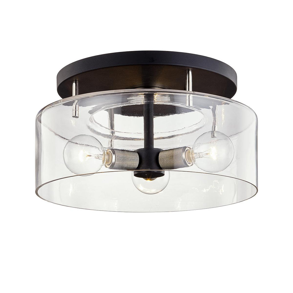 Troy Lighting Bergamot Station TEXTURED BLACK & POLISH NICKEL 17W x 17L x 8.75H Semi-Flush Mount