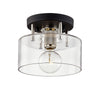 Troy Lighting Bergamot Station Textured Black & Polish Nickel 8.5W X 8.5L X 6.75H Semi-Flush Mount