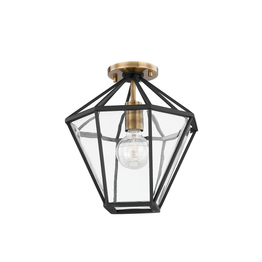 Troy Lighting Moss PATINA BRASS/TEXTURED BLACK 12.25W x 12.25L x 13.25H Semi-Flush Mount