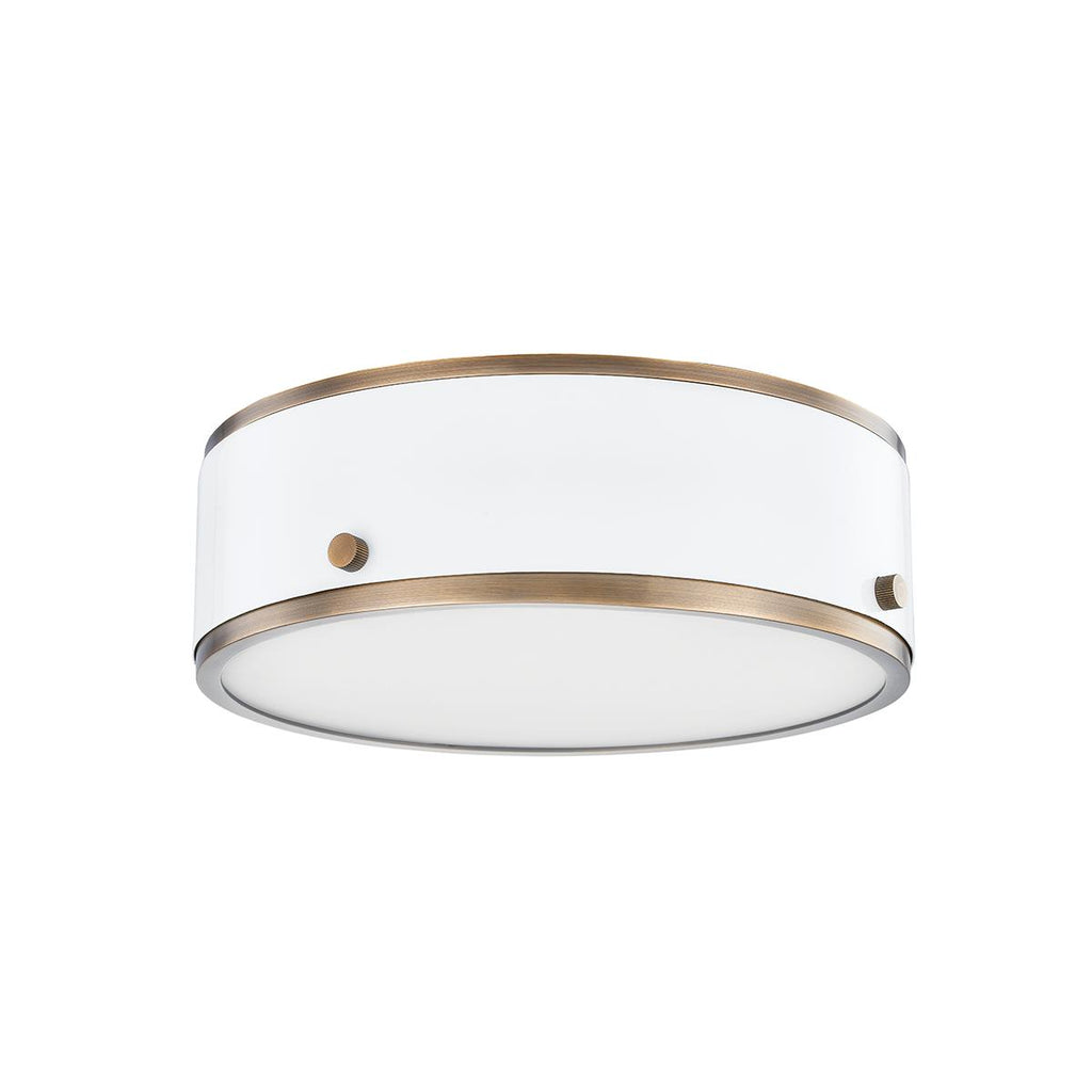 Troy Lighting Eli PATINA BRASS AND SOFT WHITE 12W x 12L x 3.5H Flush Mount