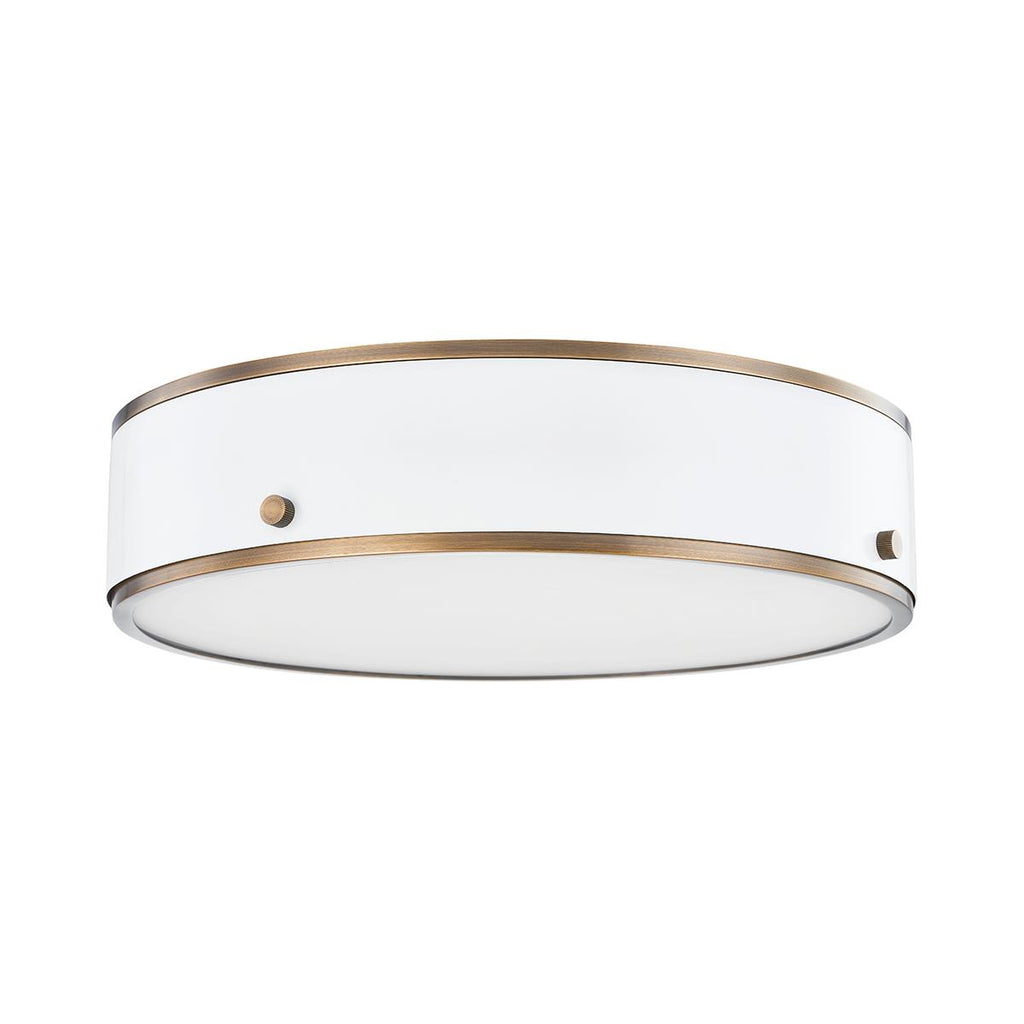 Troy Lighting Eli PATINA BRASS AND SOFT WHITE 16W x 16L x 3.5H Flush Mount