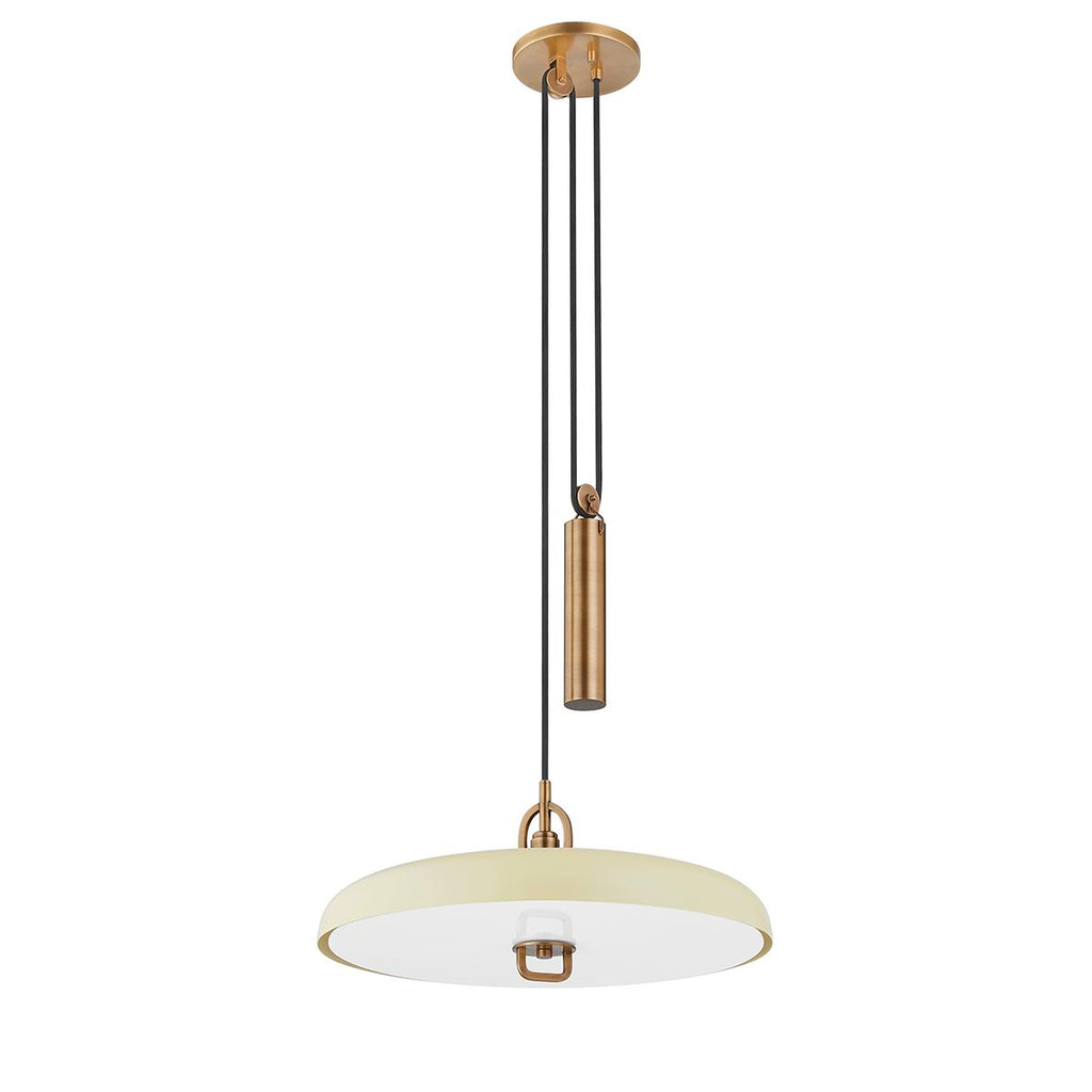 Troy Lighting PLUMMET PATINA BRASS AND SOFT SAND 18W x 18L x 8H Pendant