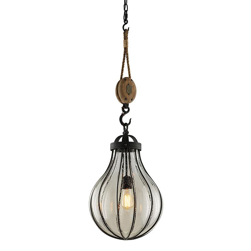 Troy Lighting Murphy VINTAGE IRON WITH RUSTIC WOOD 13.5W x 13.5L x 40H Pendant