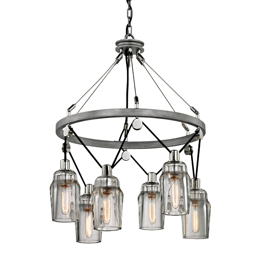 Troy Lighting Citizen GRAPHITE AND POLISHED NICKEL 25W x 25L x 33.25H Chandelier